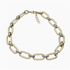 Aluminum Chain Necklace Gold Plated, approx 16-30mm, 12-16mm, 45cm length [CH11019]