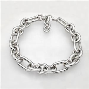 Aluminum Chain Necklace Platinum Plated, approx 24-28mm, 24-40mm, 45cm length [CH11024]