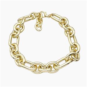 Aluminum Chain Necklace Gold Plated, approx 24-28mm, 24-40mm, 45cm length [CH11025]
