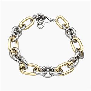 Aluminum Chain Necklace Gold Plated, approx 24-28mm, 24-40mm, 45cm length [CH11026]
