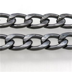Aluminum curb chain, black gunmetal plated, approx 16-25mm, 4mm thickness [CHCL394]