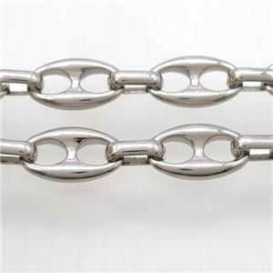 alloy chain, pignose, platinum plated, approx 13-23mm [CHCL396]