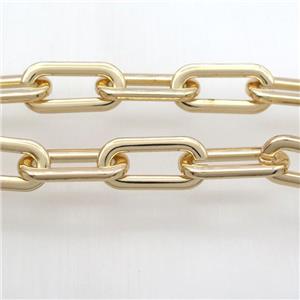 alloy paperclip chain, gold plated, approx 12-27mm, 3mm dia [CHCL398]