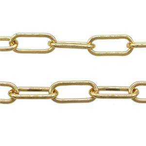 copper paperclip chain, gold plated, approx 7.5x16.5mm [CHCL423]