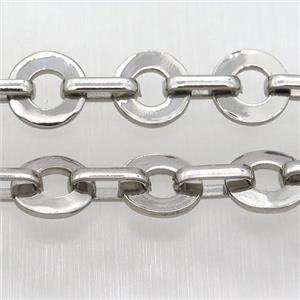 Alloy Chain, circle, platinum plated, approx 7-10mm, 12mm [CHCL434]