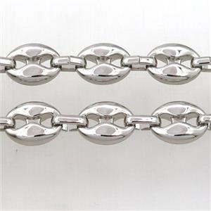 alloy chain, platinum plated, approx 10-14mm [CHCL453]