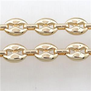 alloy chains, pignose, gold plated, approx 10-14mm [CHCL454]