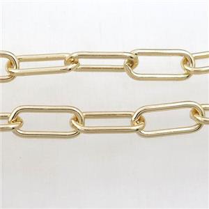 Brass paperclip chain, gold plated, approx 7-17mm [CHCL455]