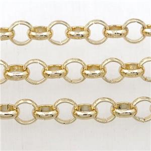 Iron Rolo Chain, gold plated, approx 6mm [CHCL462]