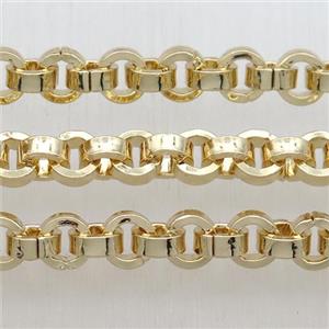 Iron Rolo Chain, gold plated, approx 5mm [CHCL471]