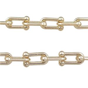 alloy U-shape chain, gold plated, approx 9x16mm [CHCL478]