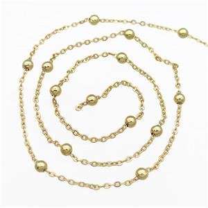 copper ball chain, gold plated, approx 1.5-2mm, 3.5mm [CHCL487]