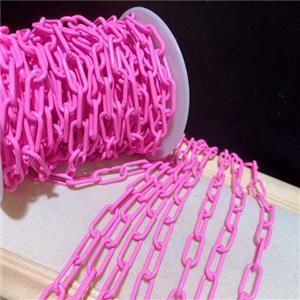 copper paperclip chain with pink fireLacquered, approx 7-15mm [CHCL521]