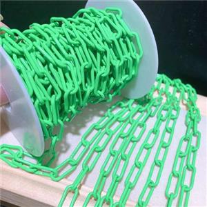 copper paperclip chain with green fireLacquered, approx 7-15mm [CHCL524]