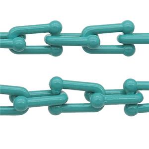 Alloy U-shape Chain with fire green lacquered, approx 6-11mm [CHCL529]
