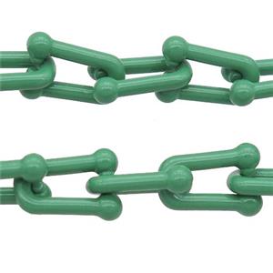 Alloy U-shape Chain with fire green lacquered, approx 6-11mm [CHCL530]