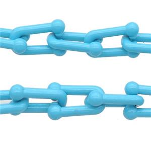 Alloy U-shape Chain with fire blue lacquered, approx 6-11mm [CHCL531]