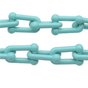 Alloy U-shape Chain with fire teal lacquered, approx 6-11mm [CHCL535]