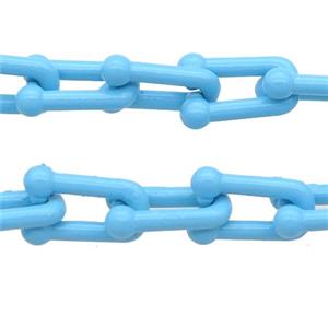 Alloy U-shape Chain with fire lt.blue lacquered, approx 6-11mm [CHCL537]