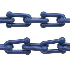 Alloy U-shape Chain with fire navyblue lacquered, approx 6-11mm [CHCL542]