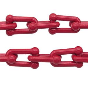 Alloy U-shape Chain with fire red lacquered, approx 6-11mm [CHCL543]