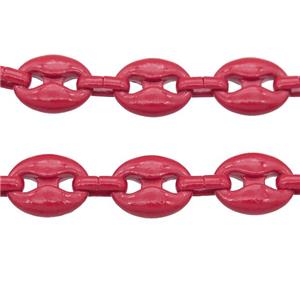 Alloy Chain with fire red lacquered, pignose, approx 11-14mm [CHCL580]
