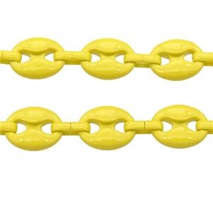 Alloy Chain with fire yellow lacquere, pignose, approx 11-14mm [CHCL582]