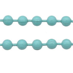 stainless Iron Ball Chain with fire teal lacquer, approx 3.2mm [CHCL591-3.2MM]