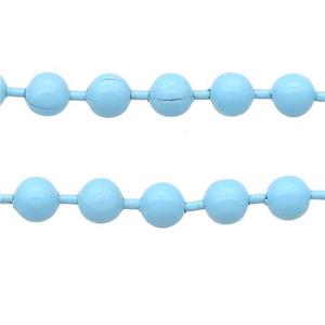 stainless Iron Ball Chain with fire lt.blue lacquer, approx 3.2mm [CHCL593-3.2MM]