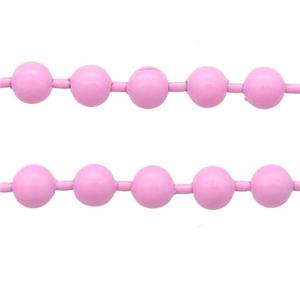 stainless Iron Ball Chain with fire lt.pink lacquer, approx 3.2mm [CHCL604-3.2MM]