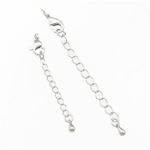 Copper Necklace Extender, platinum plated, approx 80mm length [CHCL615-80MM]