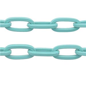 Alloy Paperclip Chain with fire teal lacquered, approx 6-12mm [CHCL618]