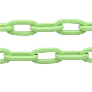Alloy Paperclip Chain with fire lt.green lacquered, approx 6-12mm [CHCL619]