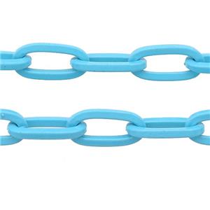 Alloy Paperclip Chain with fire teal lacquered, approx 6-12mm [CHCL620]