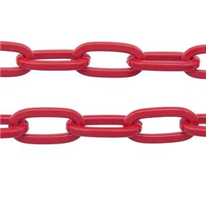 Alloy Paperclip Chain with fire red lacquered, approx 6-12mm [CHCL626]
