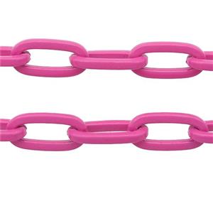 Alloy Paperclip Chain with fire hotpink lacquered, approx 6-12mm [CHCL631]