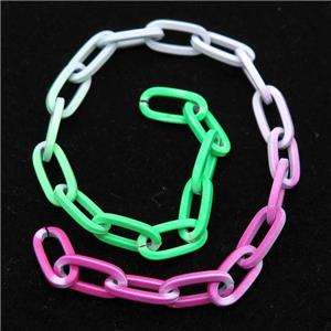 Alloy Paperclip Chain with fire lacquered, multicolor, approx 6-12mm [CHCL635]