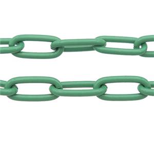 Alloy Paperclip Chain with fire green lacquered, approx 8-17mm [CHCL638]