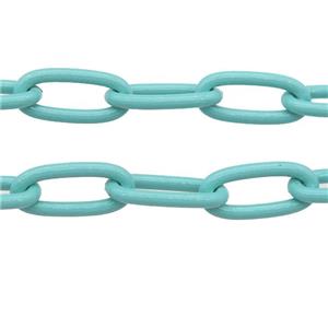 Alloy Paperclip Chain with fire teal lacquered, approx 8-17mm [CHCL639]