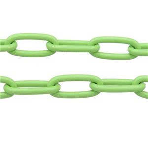 Alloy Paperclip Chain with fire lt.green lacquered, approx 8-17mm [CHCL640]