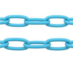 Alloy Paperclip Chain with fire teal lacquered, approx 8-17mm [CHCL646]