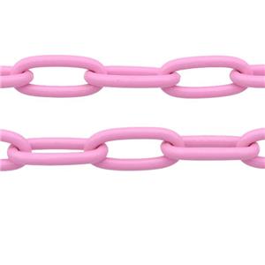 Alloy Paperclip Chain with fire lt.pink lacquered, approx 8-17mm [CHCL651]