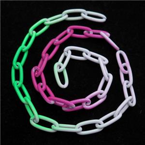 Alloy Paperclip Chain with fire lacquered, multicolor, approx 8-17mm [CHCL655]