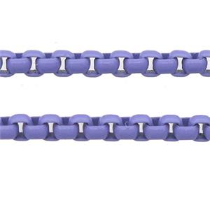 stainless Iron Box Chain with fire lavender lacquered, approx 4mm [CHCL666-4MM]