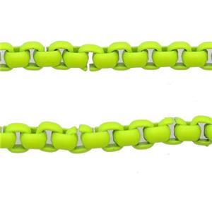 stainless Iron Box Chain with fire olive lacquered, approx 4mm [CHCL669-4MM]