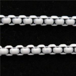stainless Iron Box Chain with fire white lacquered, approx 4mm [CHCL675-4MM]