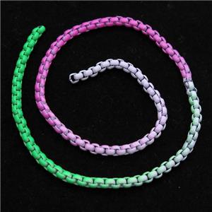 stainless Iron Box Chain with fire lacquered, multicolor, approx 3mm [CHCL676-3MM]