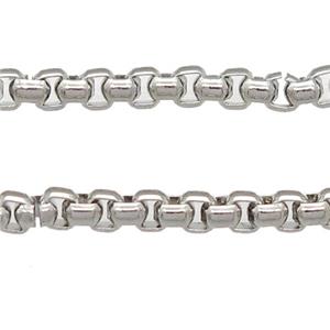 stainless Iron Box Chain, platinum plated, approx 4mm [CHCL677-4MM]