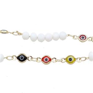 Copper Chain Enamel Evil Eye Gold Plated, approx 5mm, 25mm [CHCL714]