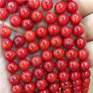Natural Red Coral Beads Smooth Round C-Grade, approx 9mm [CROT13]